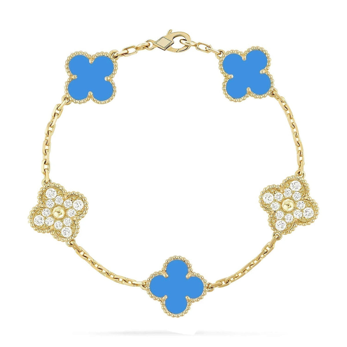 [Stellar Jewelry] CLOVER 5 MOTIF BLUE AGATE BRACELET COLLECTION
