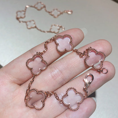 [Stellar Jewelry]CLOVER 5 MOTIF ROCK CRYSTAL BRACELET
