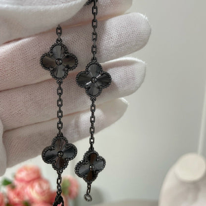 [Stellar Jewelry]CLOVER 5 MOTIF BLACK BRACELET