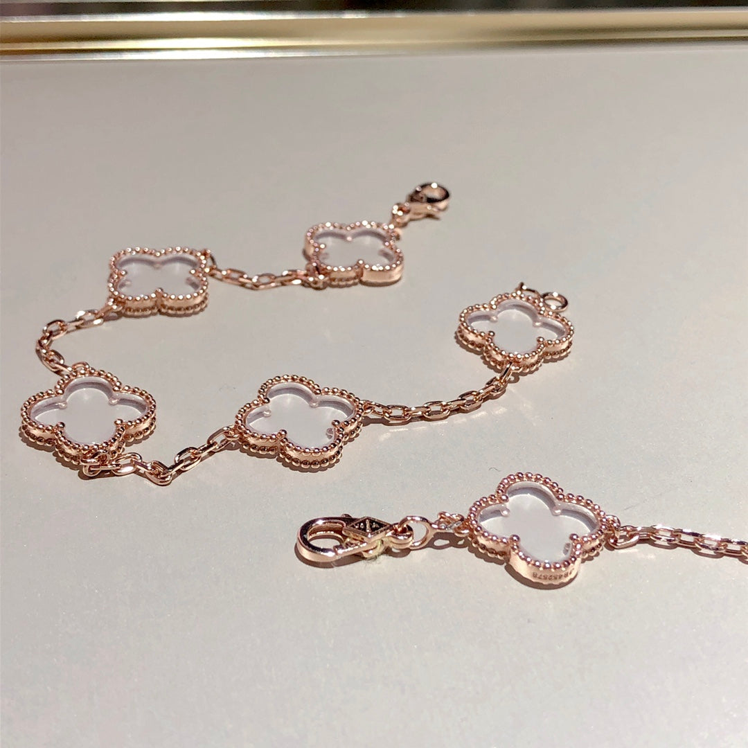 [Stellar Jewelry]CLOVER 5 MOTIF ROCK CRYSTAL BRACELET