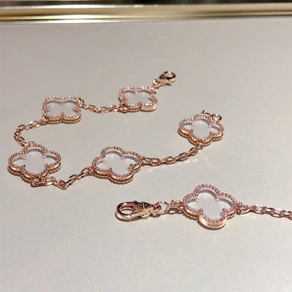 [Stellar Jewelry]CLOVER 5 MOTIF ROCK CRYSTAL BRACELET