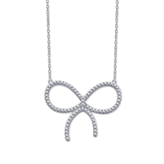 [Stellar jewels]CLAW SET RHODIUM PLATED BOW NECKLACE