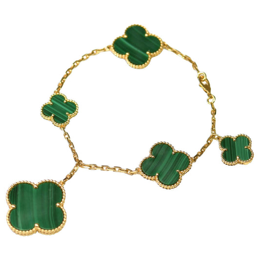 [Stellar Jewelry]MAGIC CLOVER MALACHITE GOLD BRACELET 5 MOTIFS