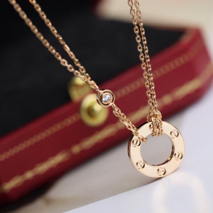 [Stellar Jewelry]LOVE NECKLACE ADJUSTABLE ROSE GOLD 2 DIAMOND