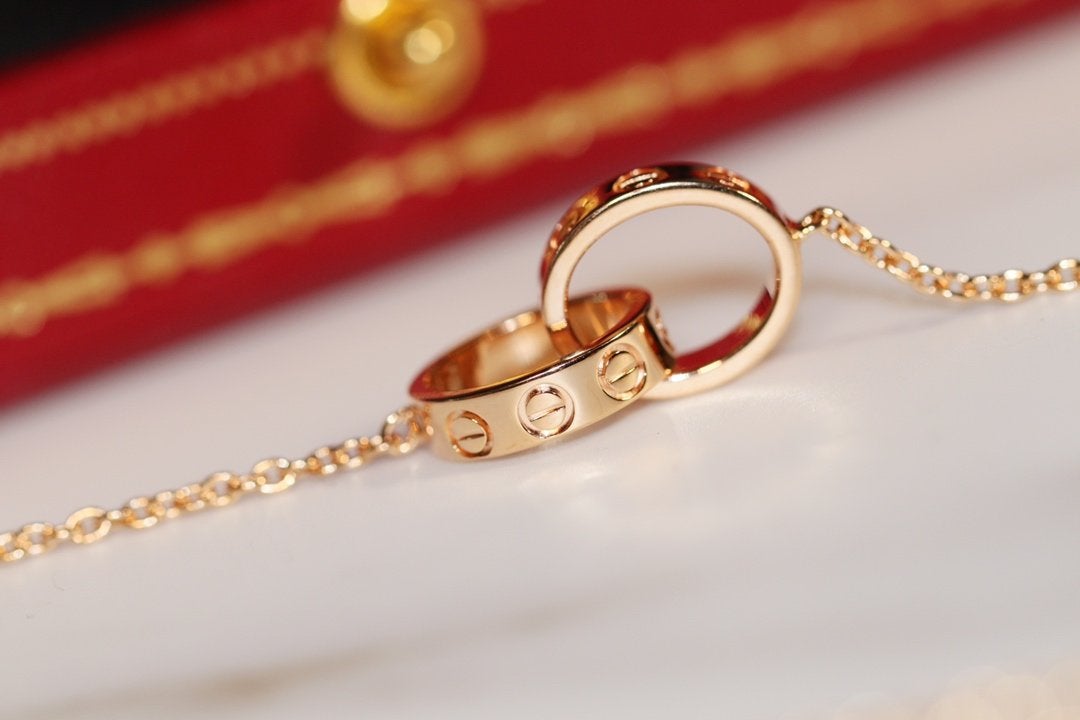 [Stellar Jewelry]LOVE NECKLACE PINK GOLD AND SILVER