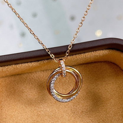 [Stellar Jewelry]TRINITY NECKLACE SILVER GOLD PINK GOLD DIAMONDS