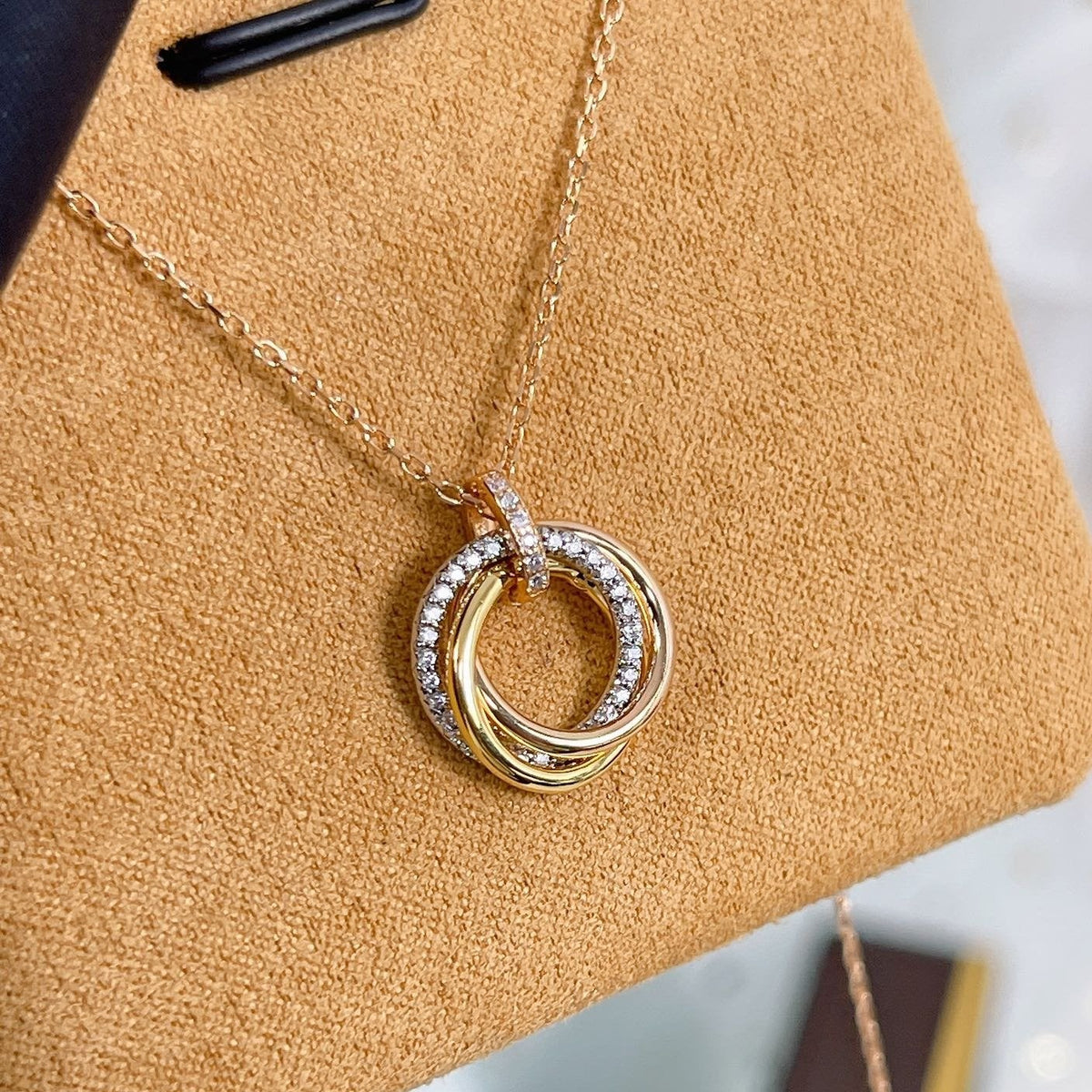 [Stellar Jewelry]TRINITY NECKLACE SILVER GOLD PINK GOLD DIAMONDS
