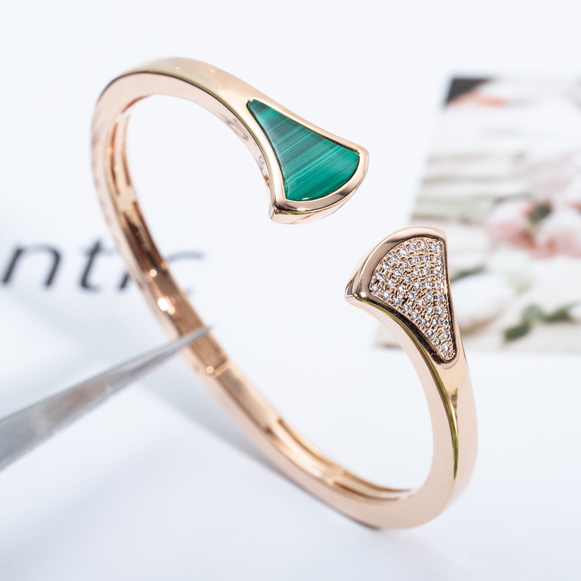 [Stellar Jewelry]DREAM BRACELET OPEN MALACHITE PINK GOLD