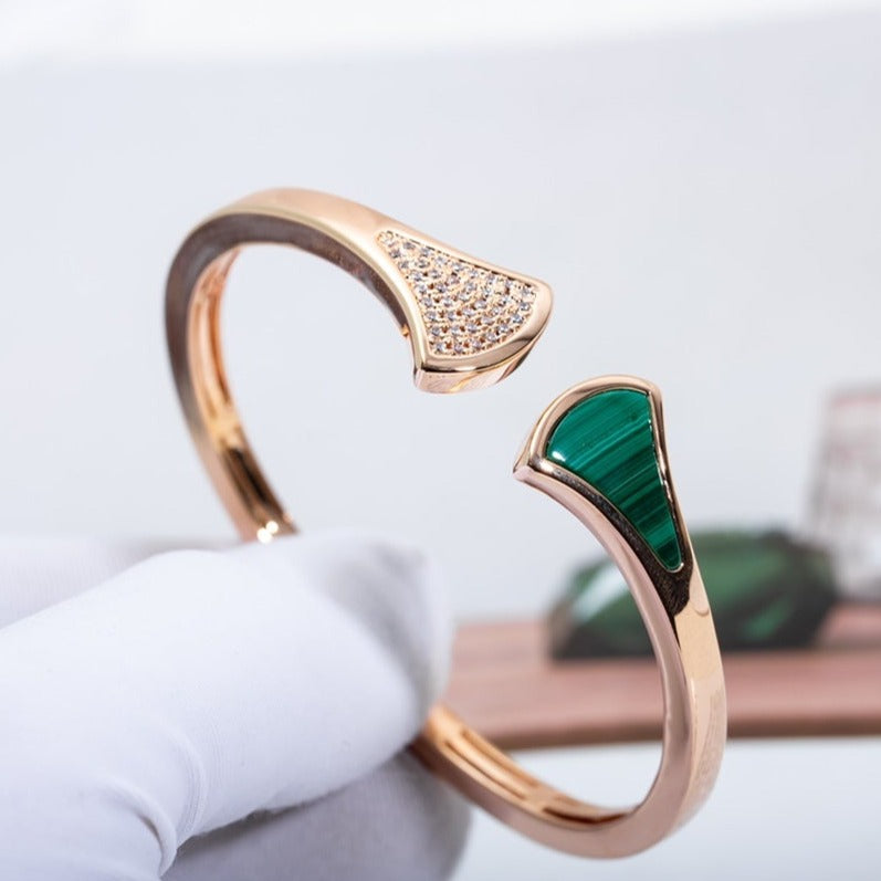 [Stellar Jewelry]DREAM BRACELET OPEN MALACHITE PINK GOLD