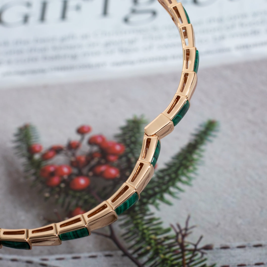 [Stellar Jewelry]SERPENTI BRACELET PINK GOLD MALACHITE