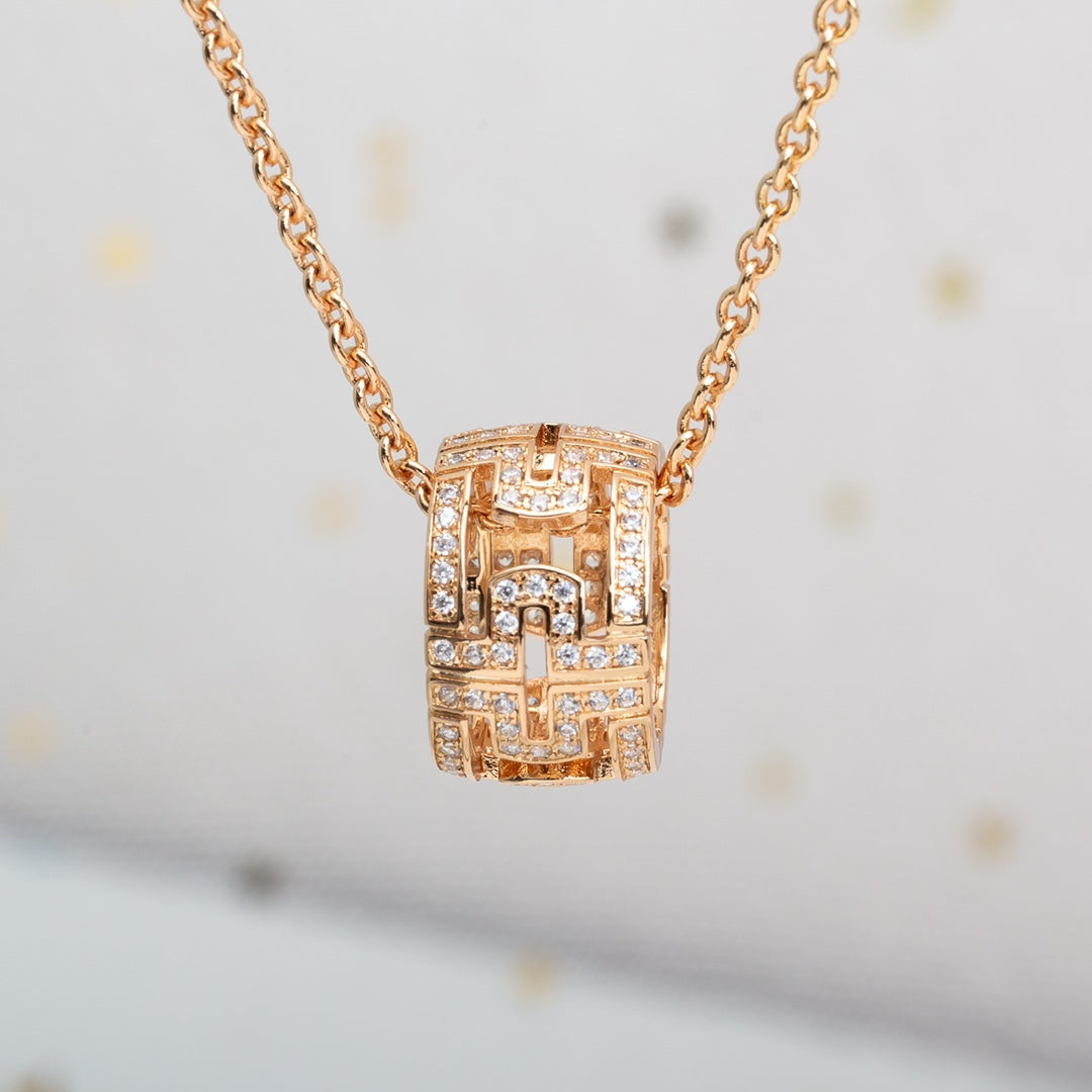 [Stellar Jewelry]PARENTESI NECKLACE PINK GOLD DIAMOND