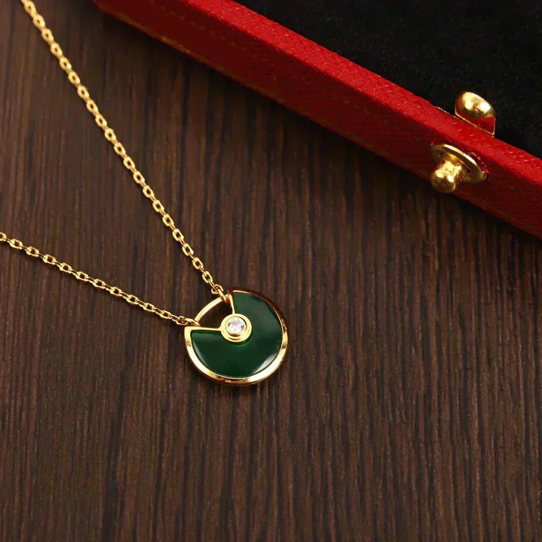 [Stellar Jewelry]AMULETTE GOLD MALACHITE NECKLACE