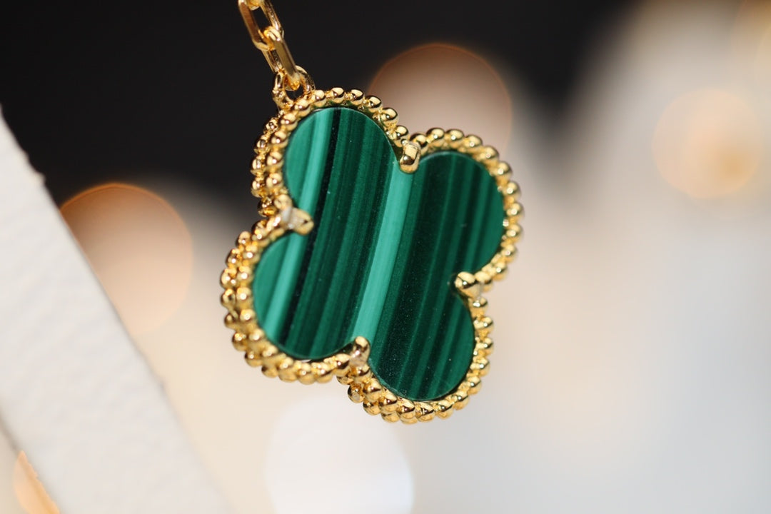 [Stellar Jewelry]CLOVER EARRINGS GOLD MALACHITE DIAMOND 3 MOTIF
