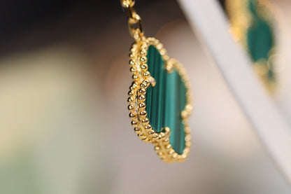 [Stellar Jewelry]CLOVER EARRINGS GOLD MALACHITE DIAMOND 3 MOTIF