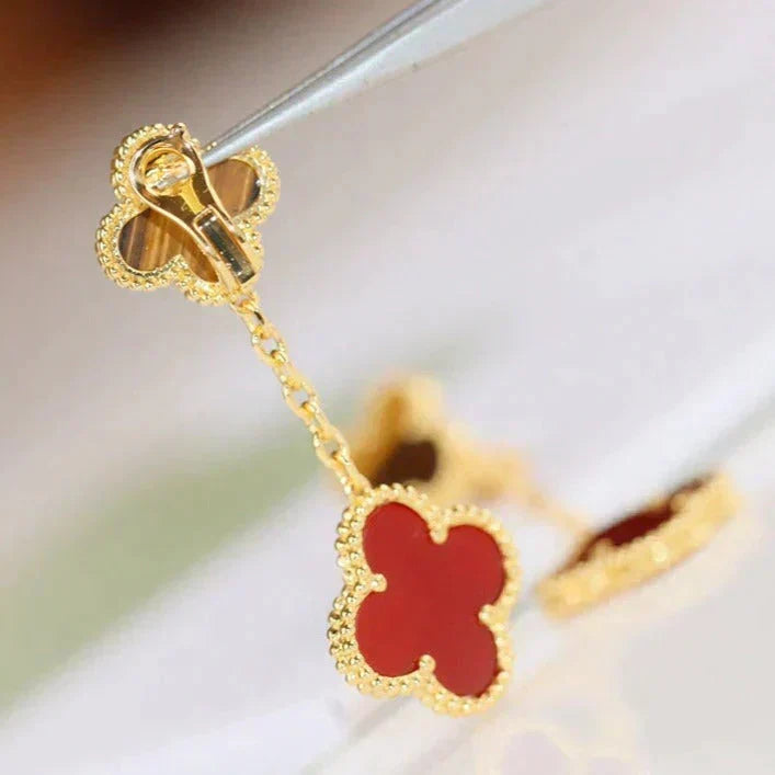 [Stellar Jewelry]CLOVER  2 MOTIF  TIGER EYE CARNELIAN EARRINGS