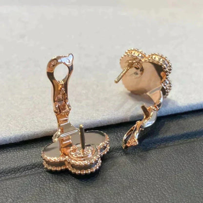 [Stellar Jewelry]CLOVER MEDIUM 1 MOTIFS GRAY MOP  DIAMOND EARRINGS