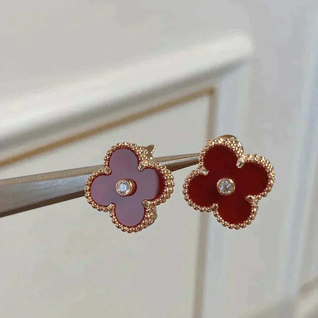 [Stellar Jewelry]CLOVER MEDIUM 1 MOTIFS CARNELIAN  DIAMOND earrings