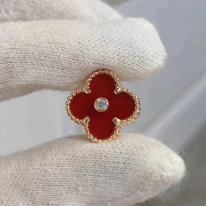 [Stellar Jewelry]CLOVER MEDIUM 1 MOTIFS CARNELIAN  DIAMOND earrings