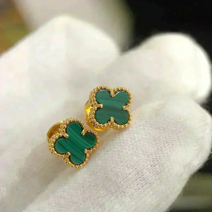 [Stellar Jewelry]CLOVER MINI 9.5MM MALACHITE  EARRINGS