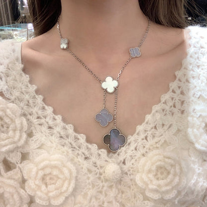 [Stellar Jewelry]CLOVER MOP CHALCEDONY NECKLACE SILVER 6 MOTIF
