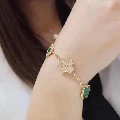 [Stellar Jewelry] CLOVER 5 MOTIF MALACHITE BRACELET COLLECTION