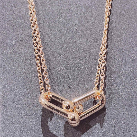 [Stellar jewels]HARDWEAR DOUBLE LINK PEDANT PINK GOLD NECKLACE