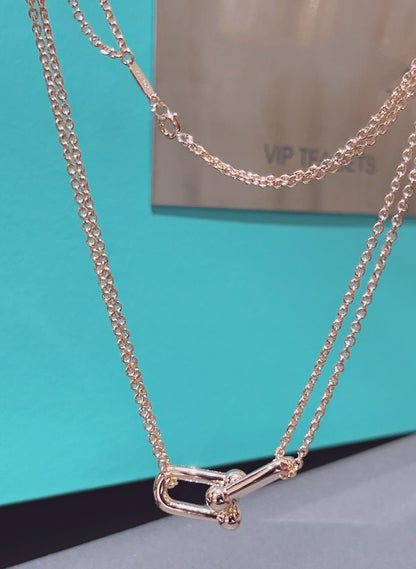 [Stellar jewels]HARDWEAR DOUBLE LINK PEDANT PINK GOLD NECKLACE