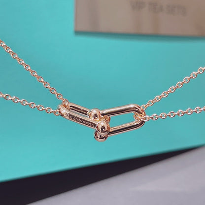 [Stellar jewels]HARDWEAR DOUBLE LINK PEDANT PINK GOLD NECKLACE