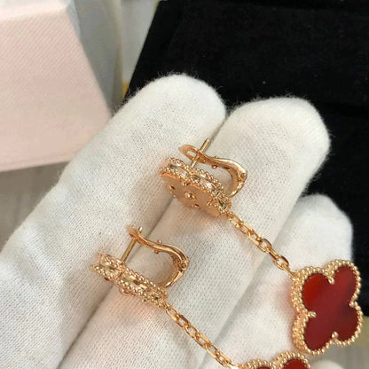 [Stellar Jewelry]CLOVER 2 MOTIF  LASER CARNELIAN EARRINGS
