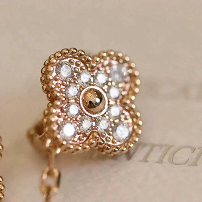 [Stellar Jewelry]CLOVER MEDIUM 1 MOTIFS FUll DIAMOND EARRINGS