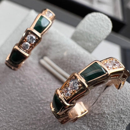 [Stellar Jewelry]SERPENTI MALACHITE PINK GOLD EARRINGS