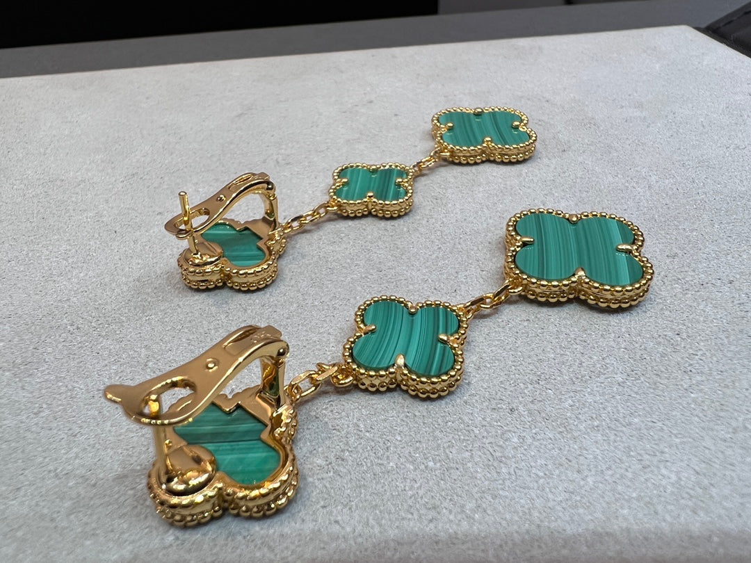 [Stellar Jewelry]CLOVER MALACHITE 3 MOTIFS GOLD