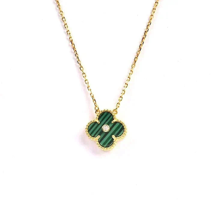 [Stellar Jewelry]CLOVER 15MM DIAMOND TURQUOISE NECKLACE