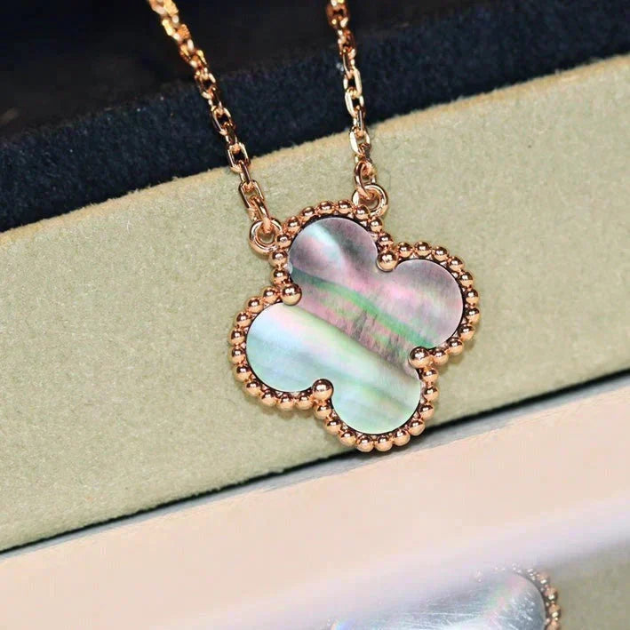 [Stellar Jewelry]CLOVER 15MM  GRAY MOTHER OF PEARL NECKLACE