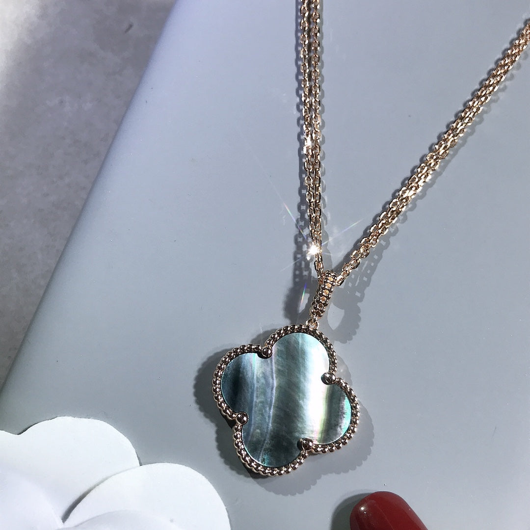 [Stellar Jewelry]CLOVER 25MM GOLD DARK MOP BIG CLOVER NECKLACE