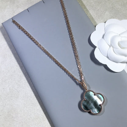 [Stellar Jewelry]CLOVER 25MM GOLD DARK MOP BIG CLOVER NECKLACE