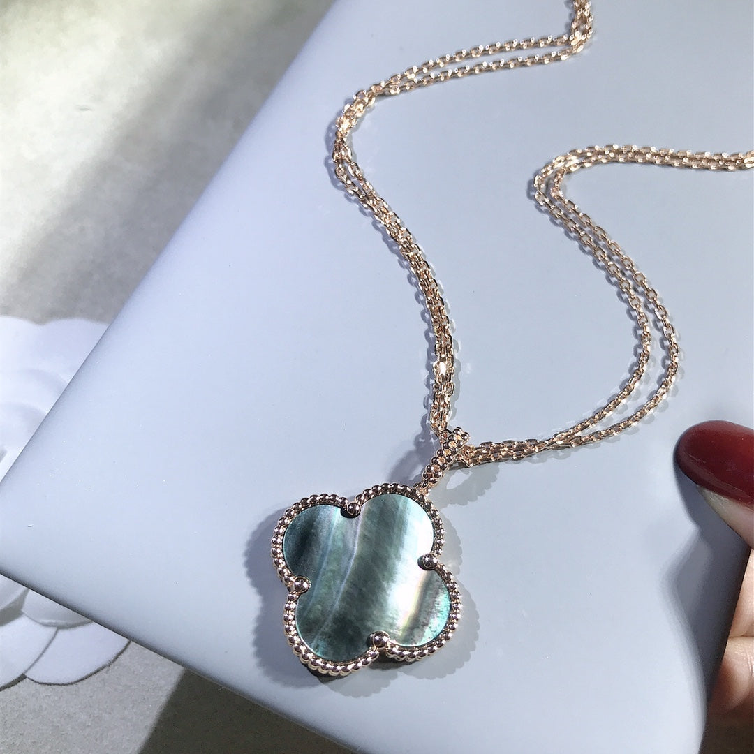 [Stellar Jewelry]CLOVER 25MM GOLD DARK MOP BIG CLOVER NECKLACE