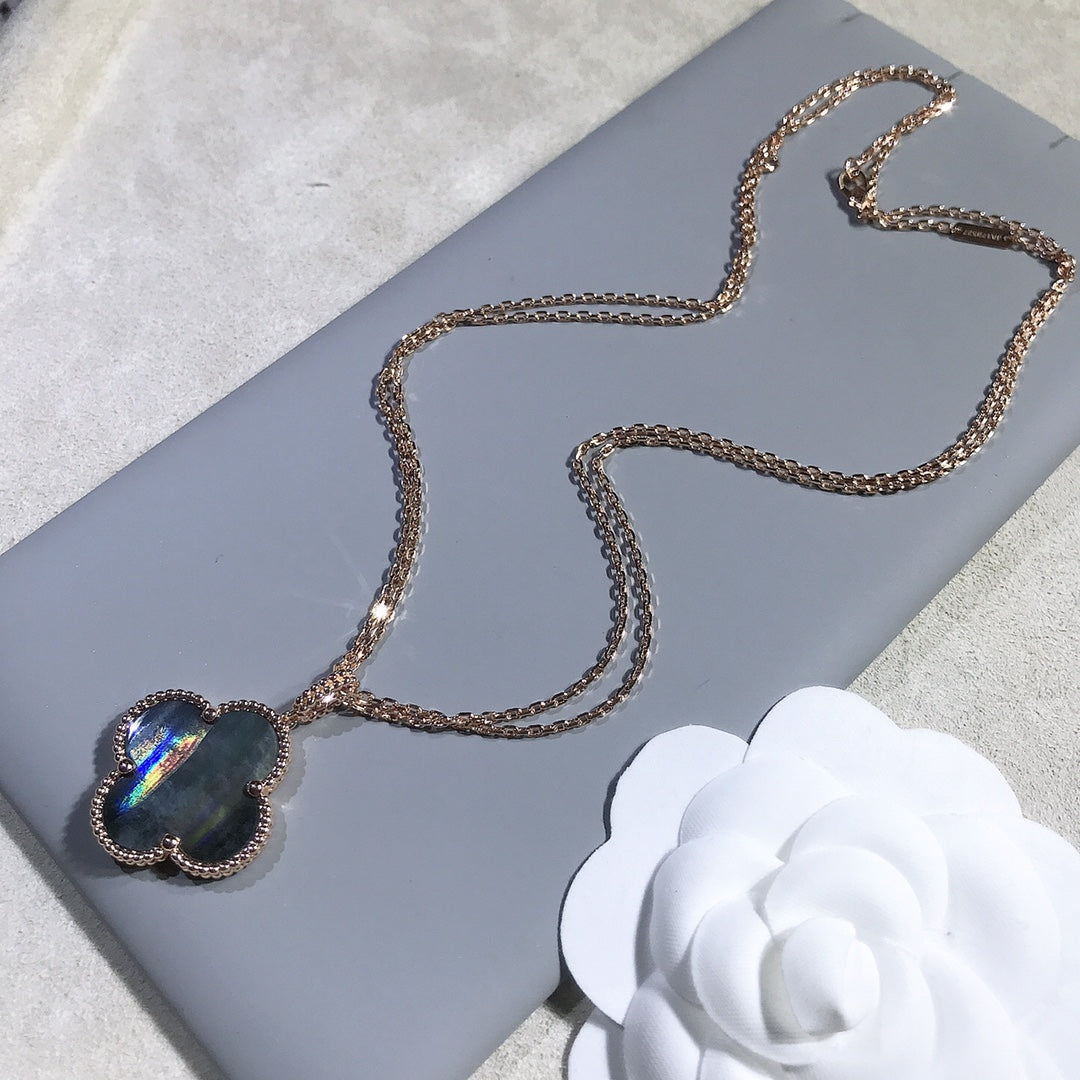 [Stellar Jewelry]CLOVER 25MM GOLD DARK MOP BIG CLOVER NECKLACE