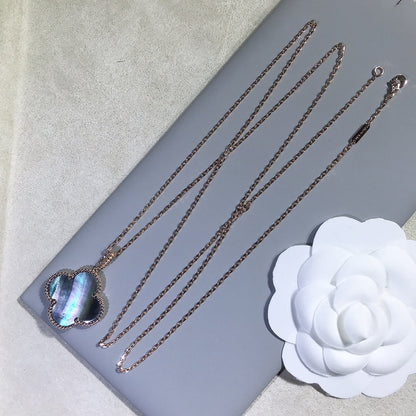 [Stellar Jewelry]CLOVER 25MM GOLD DARK MOP BIG CLOVER NECKLACE
