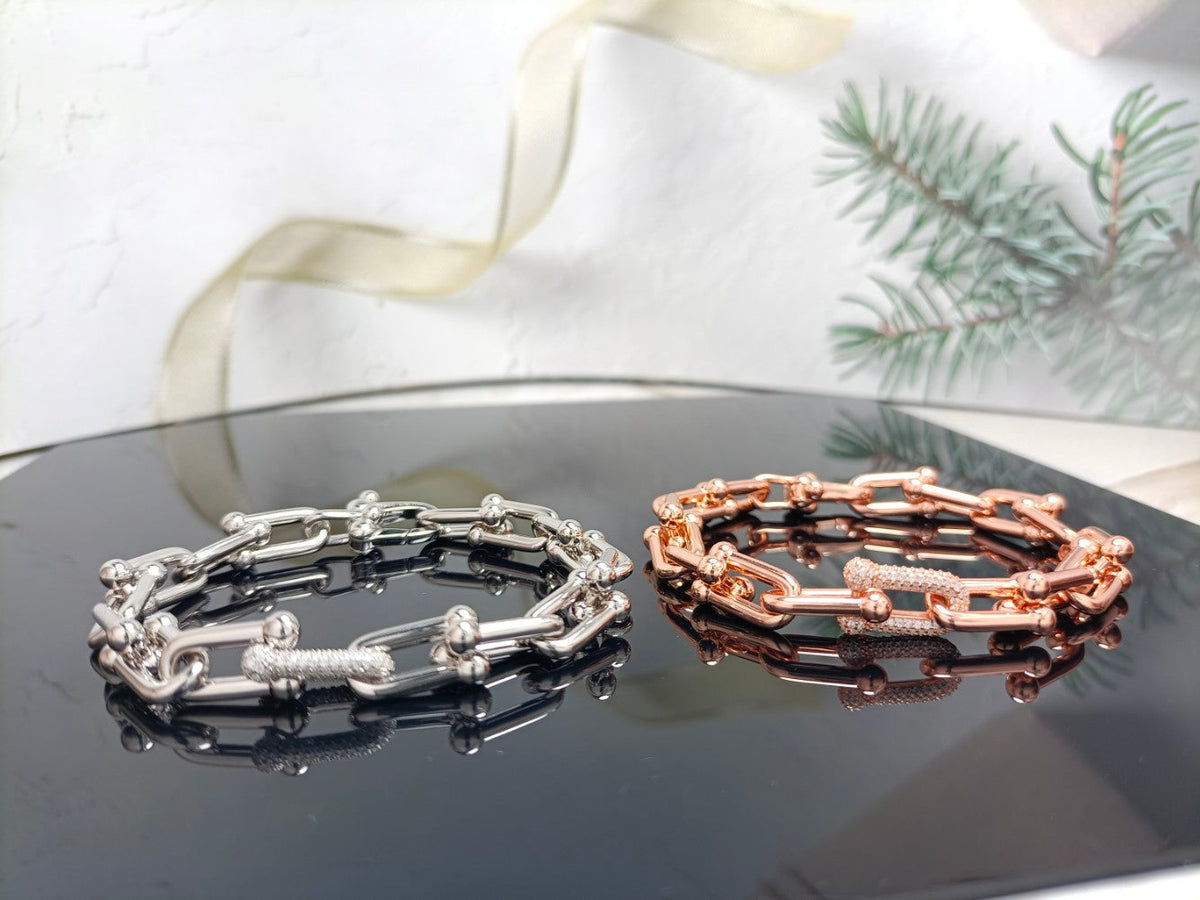 [Stellar jewels]HARDWEAR BRACELET PINK GOLD AND SILVER DIAMOND
