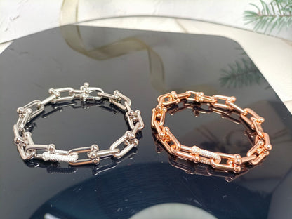 [Stellar jewels]HARDWEAR BRACELET PINK GOLD AND SILVER DIAMOND