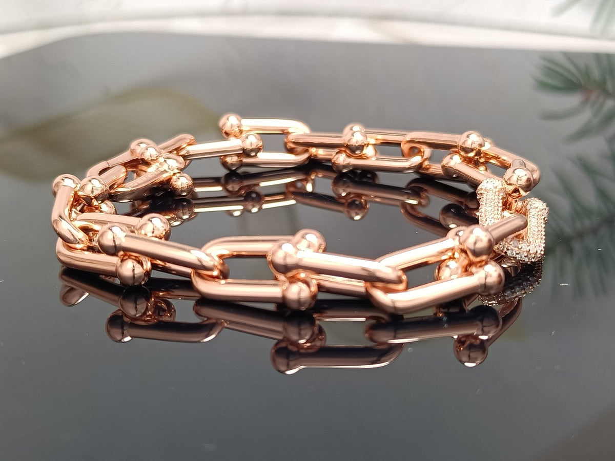 [Stellar jewels]HARDWEAR BRACELET PINK GOLD AND SILVER DIAMOND