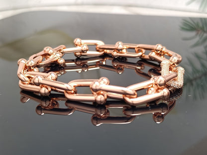 [Stellar jewels]HARDWEAR BRACELET PINK GOLD AND SILVER DIAMOND