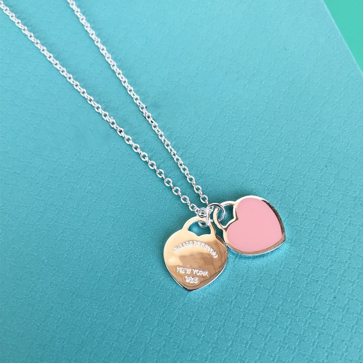 [Stellar jewels]DOUBLE HEART PEDANT SILVER NECKLACE