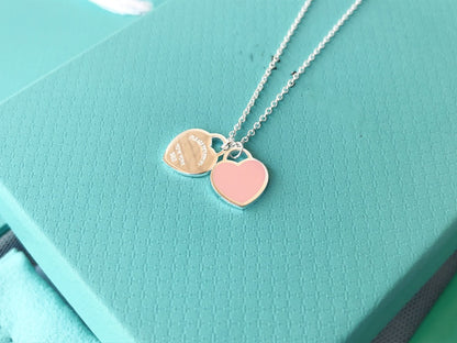 [Stellar jewels]DOUBLE HEART PEDANT SILVER NECKLACE