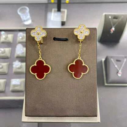 [Stellar Jewelry]CLOVER  2 MOTIFS  DIAMOND  EARRINGS (MULTIPLE CHOICESç´