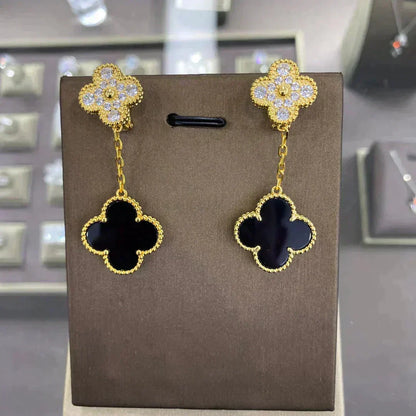 [Stellar Jewelry]CLOVER  2 MOTIFS  DIAMOND  EARRINGS (MULTIPLE CHOICESç´