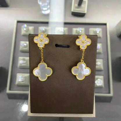 [Stellar Jewelry]CLOVER  2 MOTIFS  DIAMOND  EARRINGS (MULTIPLE CHOICESç´