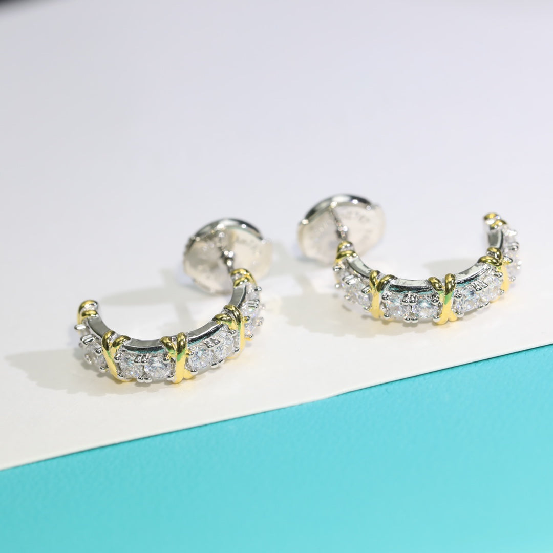 [Stellar jewels]TWENTY STONE HOOP GOLD EARRINGS