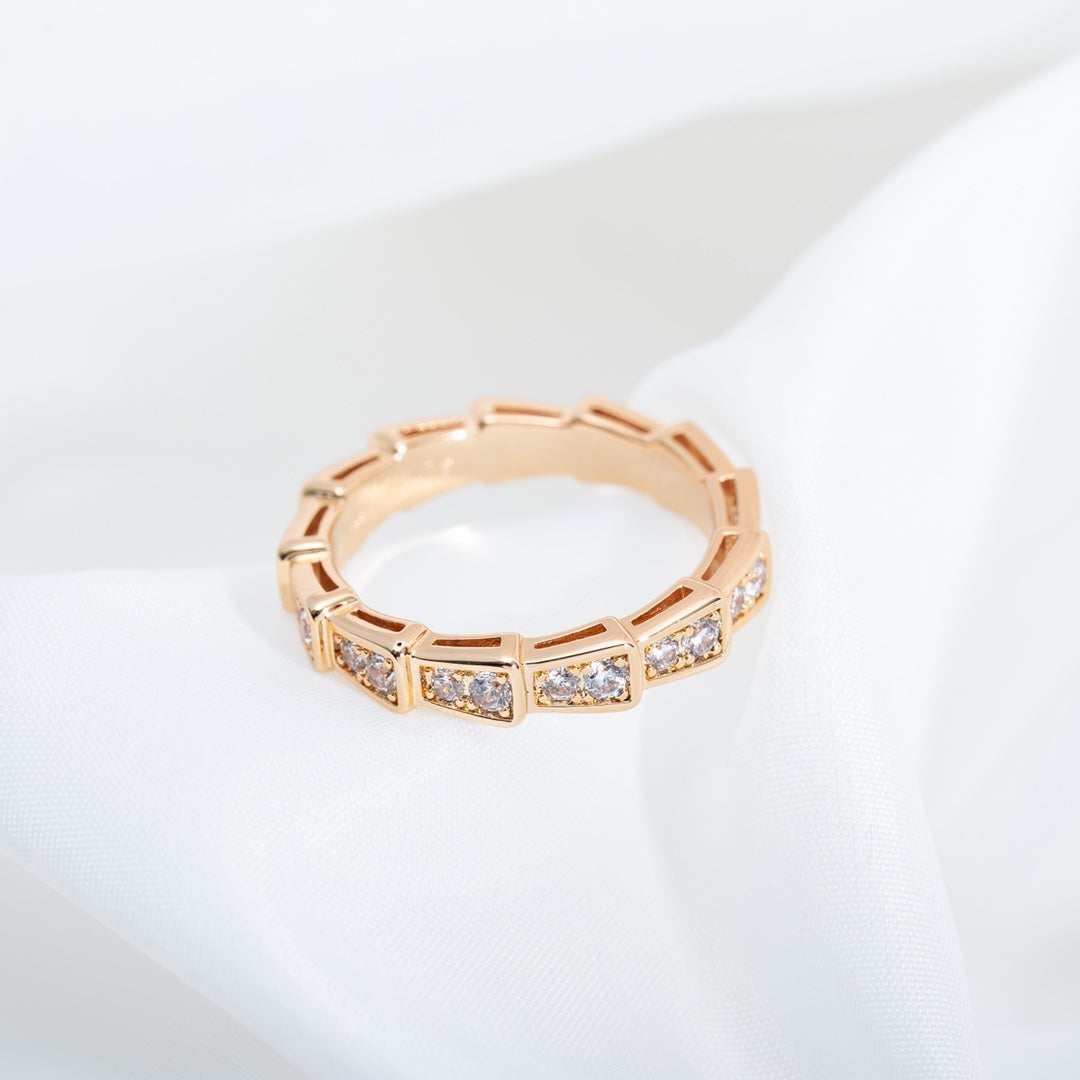 [Stellar Jewelry]SERPENTI RING PINK GOLD DIAMOND PAVED 3MM